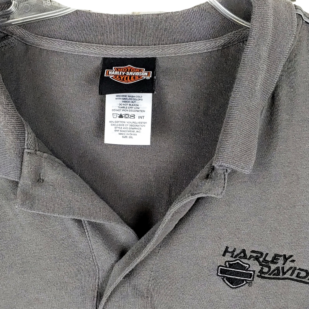 Harley Davidson Mens 2XL Brown SSlv Button Shirt - Picture 3 of 7